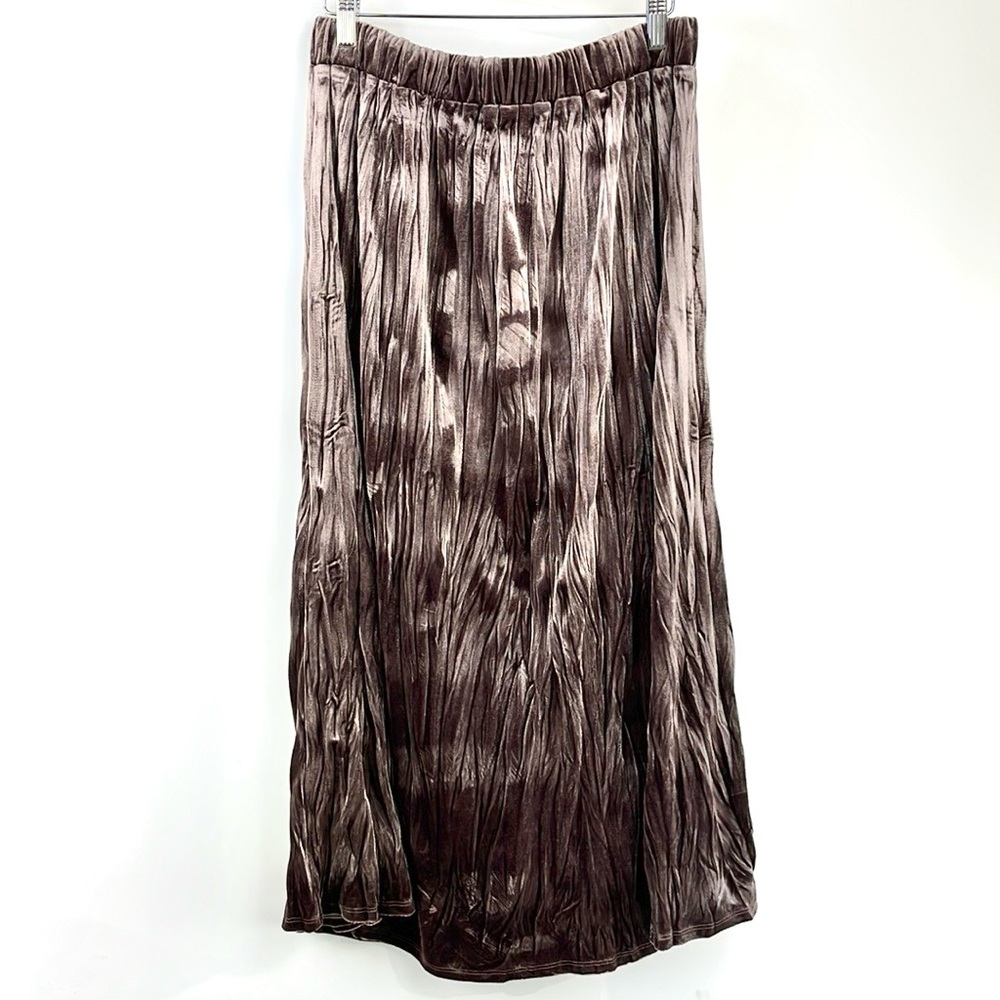 Mystree Purple Crinkled-Velvet Midi Skirt